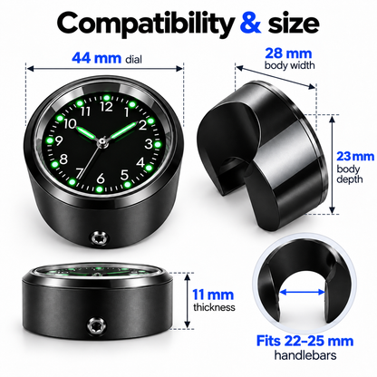 Luminous Handlebar Clock for Motorcycle, Scooters & Bikes